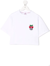 GCDS CHERRY-EMBROIDERED CROPPED T-SHIRT