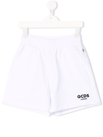 Gcds Teen Logo-print Track Shorts In White