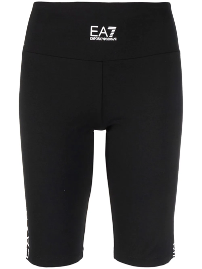 Ea7 Logo-print Cycling Shorts In Black