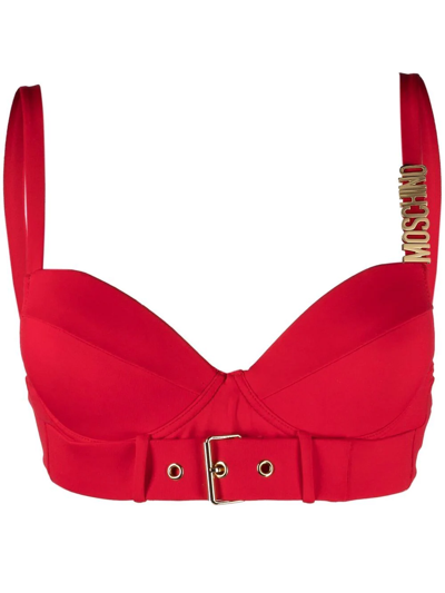 Moschino Belt-detail Bikini Top In Red