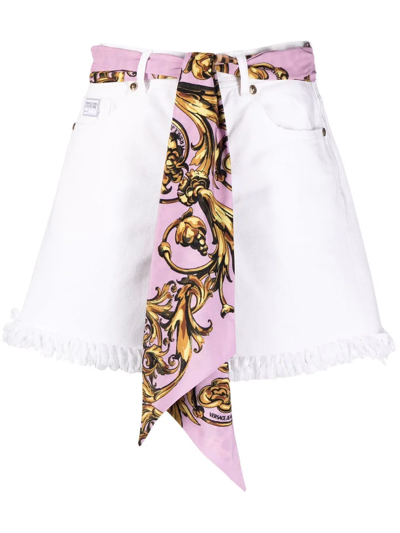 Versace Jeans Couture Scarf-belt Shorts In White