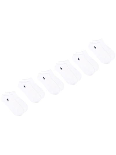 Polo Ralph Lauren Embroidered-logo Socks Set Of 6 In White