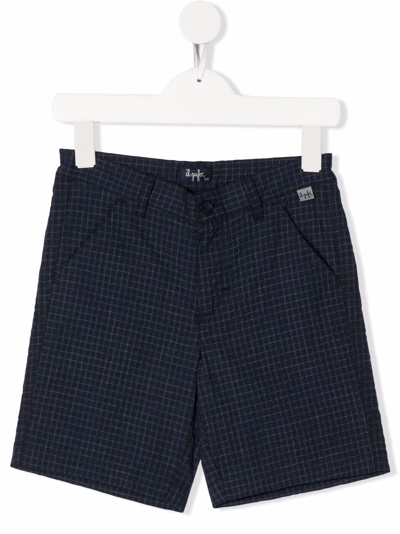 Il Gufo Kids' Fine-check Chino Shorts In Blue