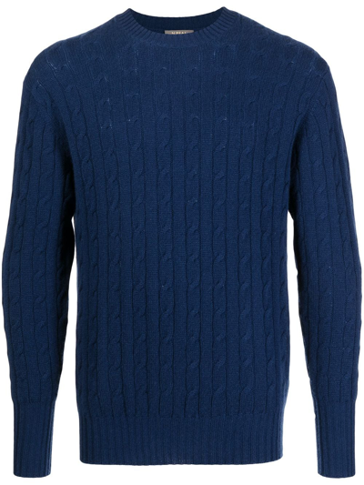 N•peal Cable-knit Cashmere Jumper In Blue
