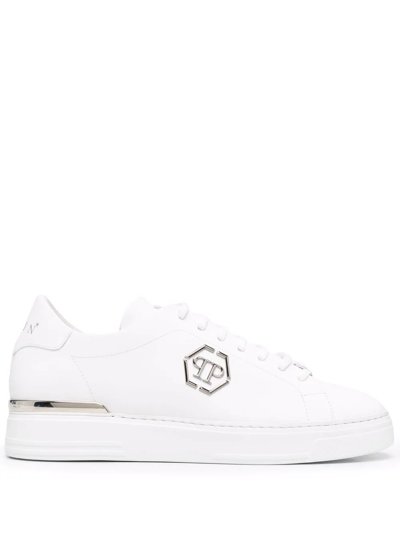 Philipp Plein Hexagon Low-top Leather Trainers In White