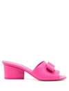 Ferragamo Leather Valery Mules 55 In Pink