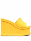 Haus Of Honey Yellow Leather Lacquer Doll Platform Mules In Yellow