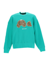Palm Angels Teddy Bear-print Cotton Sweatshirt Green In Forest Green B