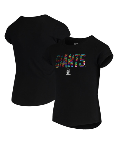 New Era Girls Youth  Black San Francisco Giants Flip Sequin T-shirt