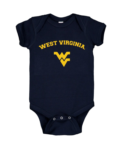 Two Feet Ahead Infant Boys And Girls Navy West Virginia Mountaineers Arch & Logo Bodysuit