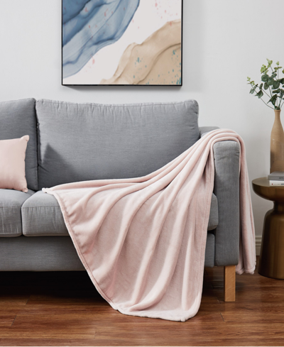 Cannon Solid Plush Oversized Throw, 60" X 80" In Blush