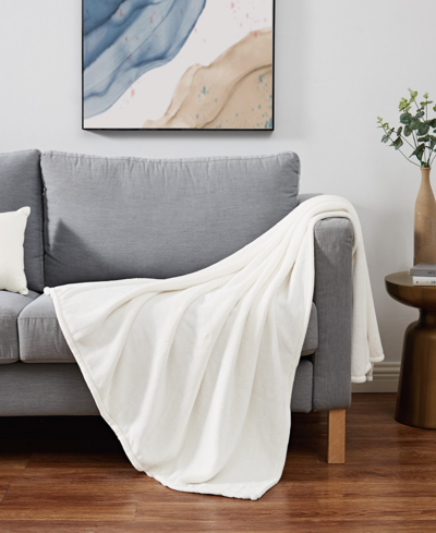 Cannon Solid Plush Throw, 50" X 60" In Ivory