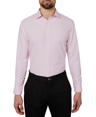 Calabrum Men's Regular Fit Solid Wrinkle Free Performance Dress Shirt In Ballet Pink