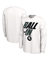 NIKE MEN'S NIKE WHITE MICHIGAN STATE SPARTANS BALL IN BENCH LONG SLEEVE T-SHIRT