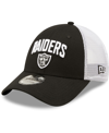 New Era Men's  Black, White Las Vegas Raiders Team Title Trucker 9forty Snapback Hat In Black/white