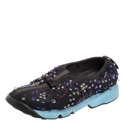 Pre-owned Dior Black Mesh Fusion Sneakers Size 37.5