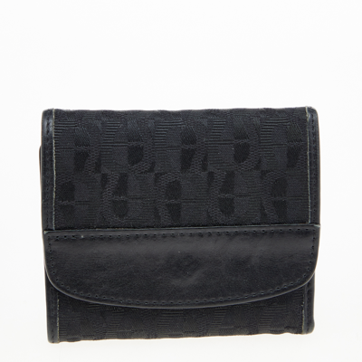 Pre-owned Aigner Black Signature Canvas And Leather Trifold Wallet