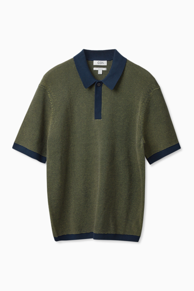 Cos Regular-fit Knitted Polo Shirt In Blue | ModeSens