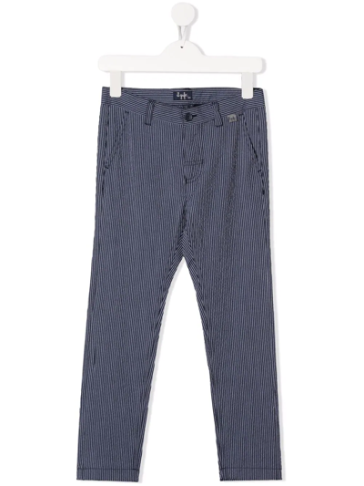 Il Gufo Kids' Striped Slim-cut Trousers In Blue