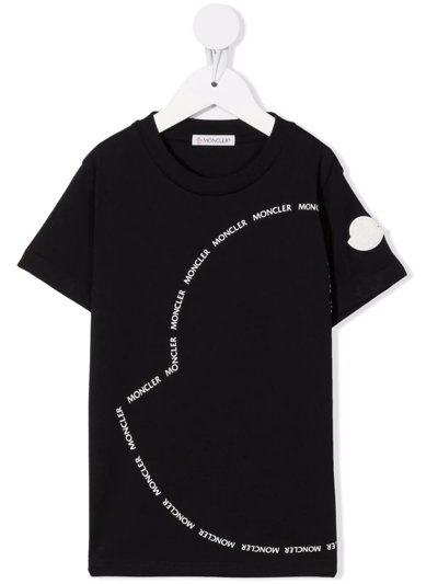 Moncler Kids' Logo-print Short-sleeved T-shirt In Black