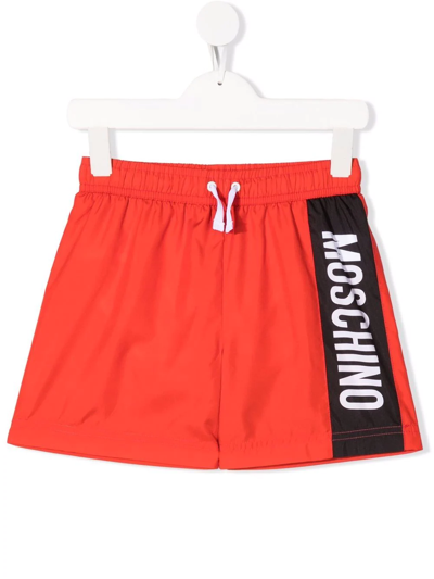 Moschino Kids' Logo-print Swim Shorts In Red