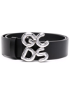 Gcds Logo-buckle Leather Belt In Black