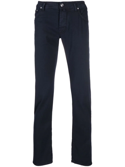 Jacob Cohen Bandana-detail Slim-cut Trousers In Blau