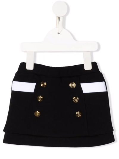 Balmain Babies' Buttoned Mini Skirt In Black