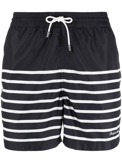 Ralph Lauren Purple Label Stripe-print Swim Shorts In Blue