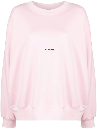Styland Logo印花圆领卫衣 In Pink