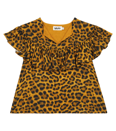 Molo Kids' Ripla Leopard-print Top In Summer Jaguar