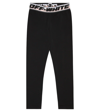 Off-white Logo Waistband Mid-rise Leggings In Black