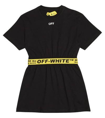 Off-white Kids' Off White Abito Nero In Jersey Di Cotone In Black