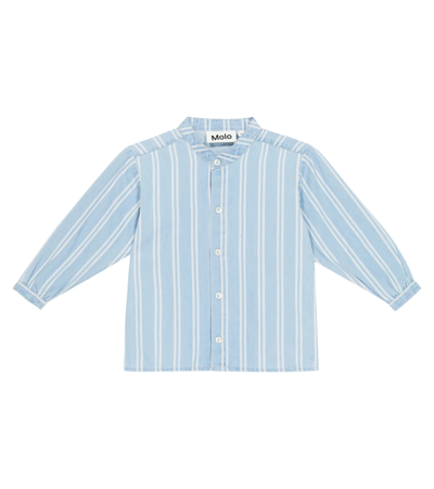 Molo Baby Eno Striped Cotton Shirt In Blue