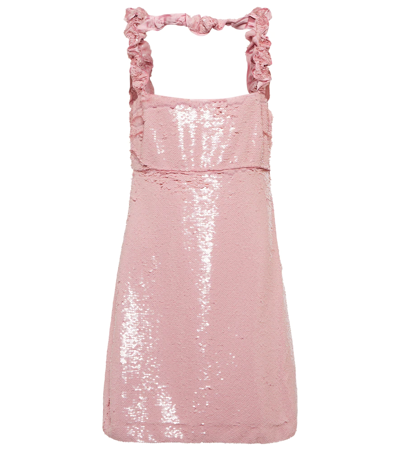 Ganni Sequinned Mini Dress In Pink