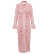 Ganni Open-back Sequined Recycled Satin Midi Shirt Dress In Light Lilac