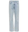Agolde Mia Mid-rise Distressed Straight-leg Jeans In Scene Light Indigo