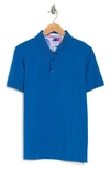 Duchamp Contrast Trim Knit Polo Shirt In Royal Blue