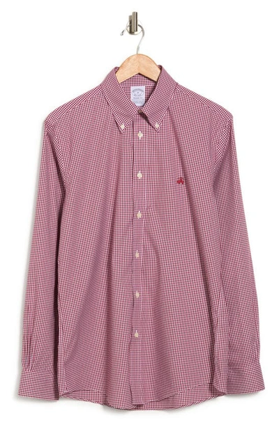 Brooks Brothers Regent Fit Pinpoint Gingham Button Front Shirt In Red