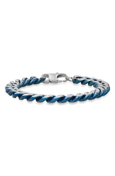 Hmy Jewelry Two-tone Cuban Chain Bracelet In Blue