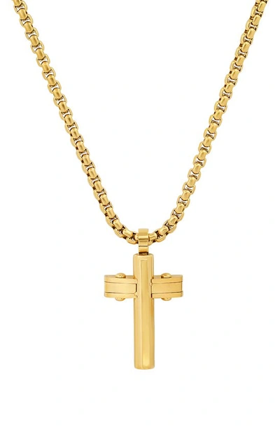 Hmy Jewelry Stainless Steel Cross Pendant Necklace In Yellow