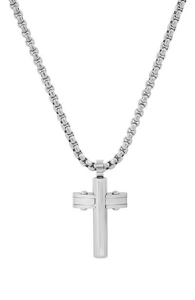 Hmy Jewelry Stainless Steel Cross Pendant Necklace In Metallic