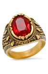 HMY JEWELRY 18K GOLD VERMEIL SIMULATED RUBY RING