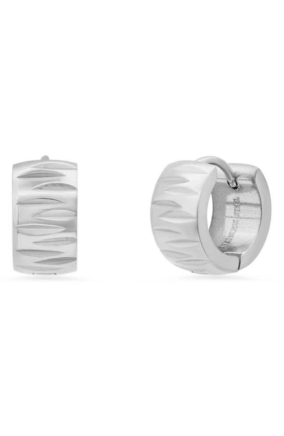 Hmy Jewelry 14mm Diamond Cut Huggie Hoop Earrings In Metallic