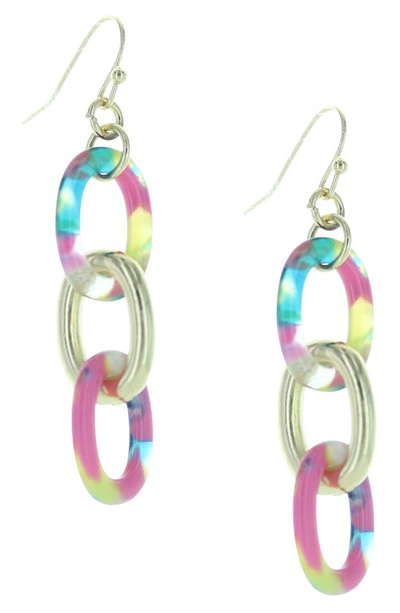 Olivia Welles Neon Metal Link Drop Earrings In Multicolor
