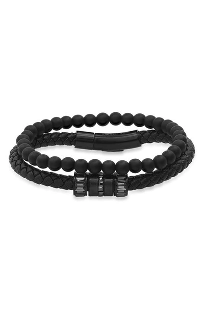 Hmy Jewelry Black Multi-media Bracelet Set