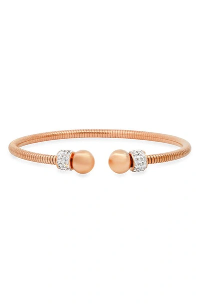 Hmy Jewelry Crystal Cuff Bracelet In Rose