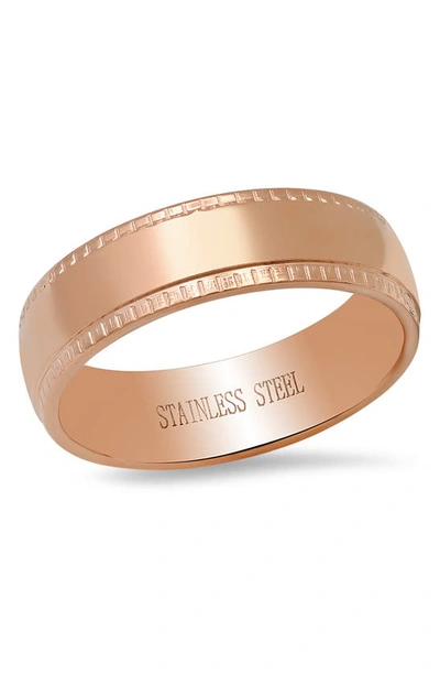 Hmy Jewelry Etched Band Ring In Rose