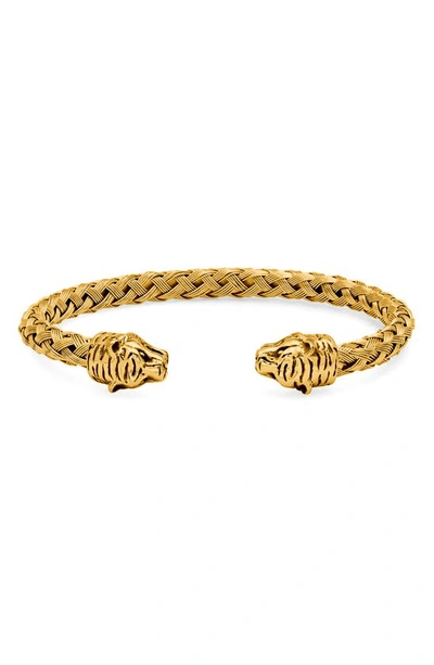 Hmy Jewelry Braided Wire Tiger Cuff Bracelet In Yellow
