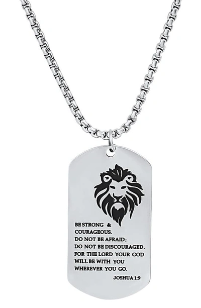 Hmy Jewelry Be Strong Dog Tag Pendant Necklace In Metallic